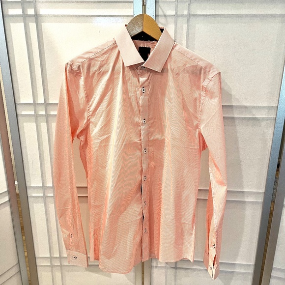 H&M Orange Pin Stripe Men's Button Down Dress Shirt -Size M - Picture 3 of 5